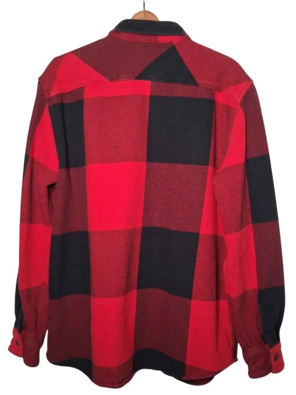 American Eagle Flannel Shirt Men XL Red Black Buffalo Plaid Heavyweight Classic - Picture 2 of 16